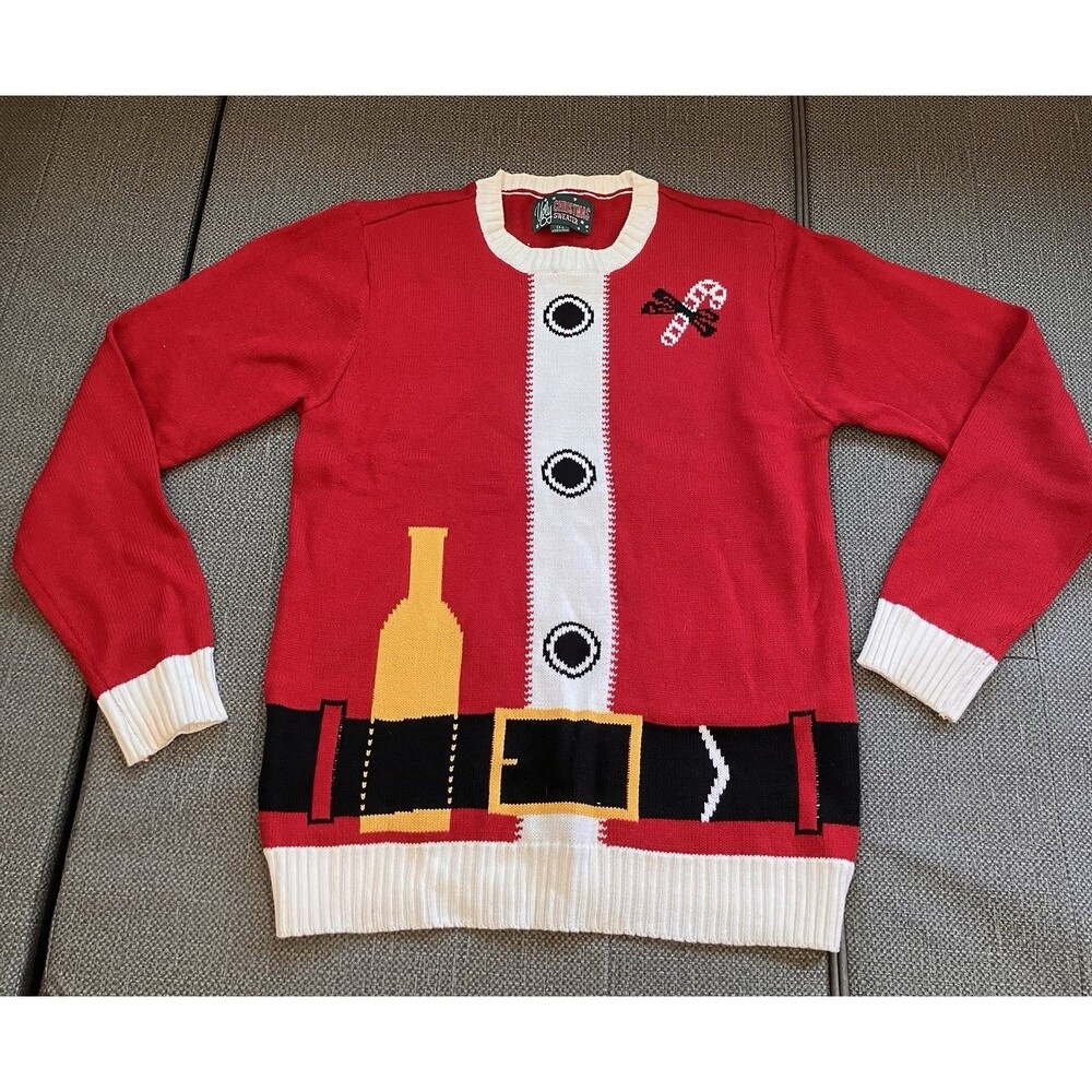 Ugly Christmas Sweater Adult Large Elf Pullover Long Sleeve Holiday Swag